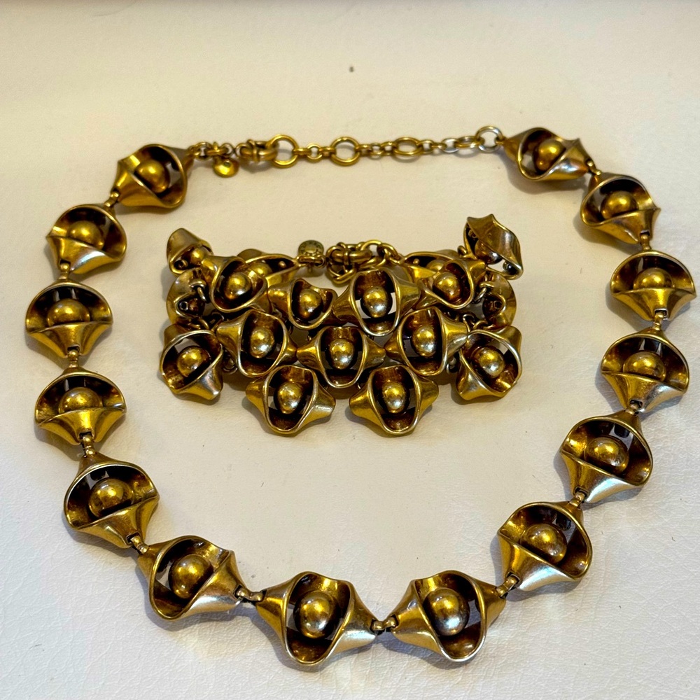 J. Crew Gold Toned Necklace Bracelet Set